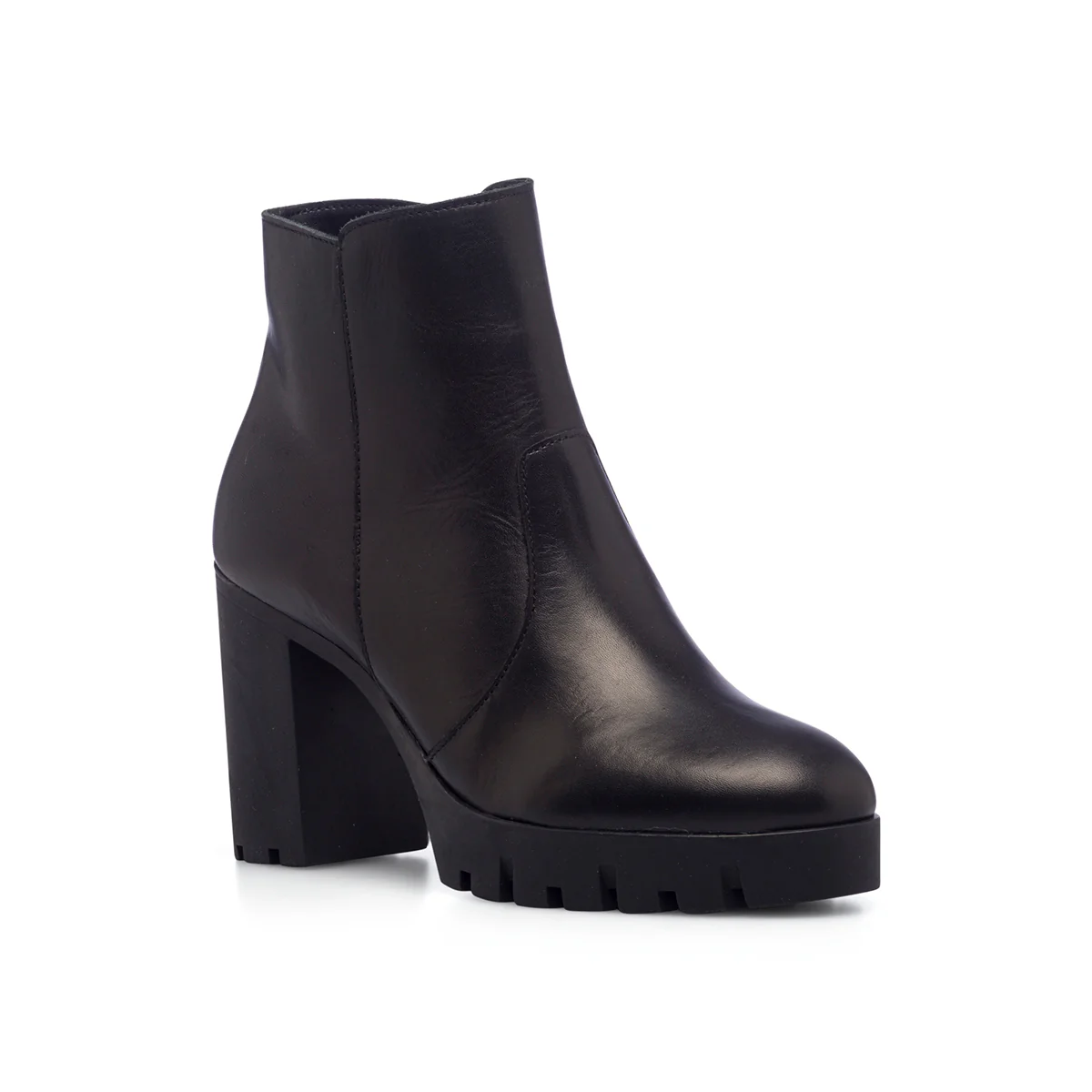 Stivaletti chunky neri in pelle da donna con tacco 9 cm Primopiano - Image 2