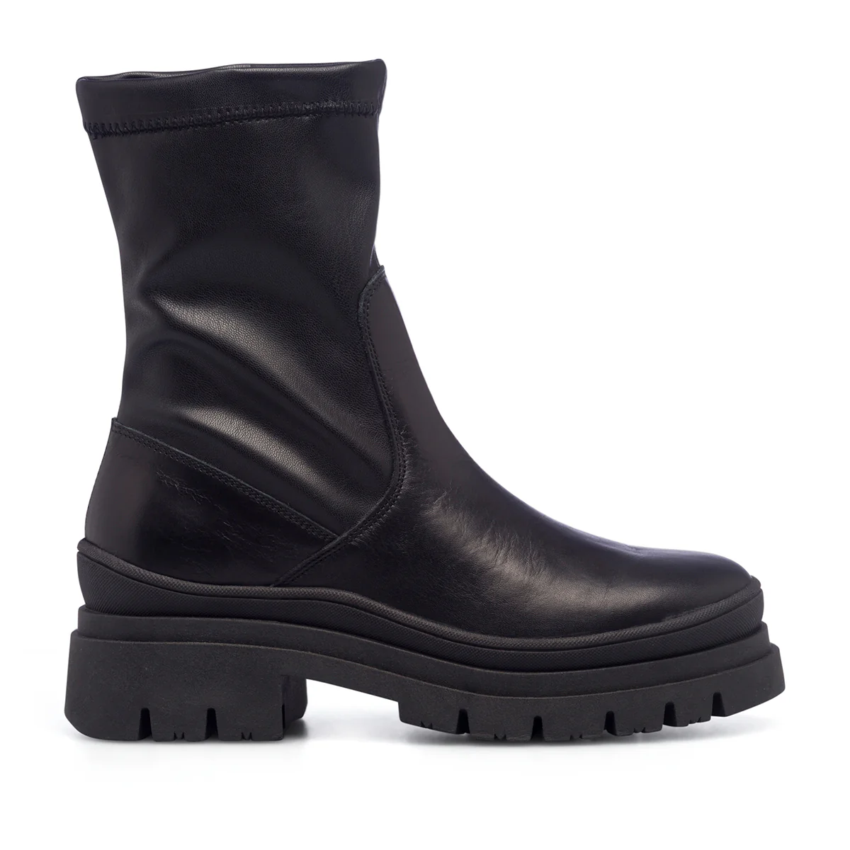 Stivaletti chunky neri in pelle da donna Primopiano