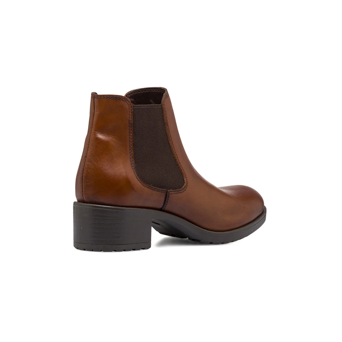 Stivaletti color cuoio da donna in pelle con inserti elastici Primopiano - Image 3