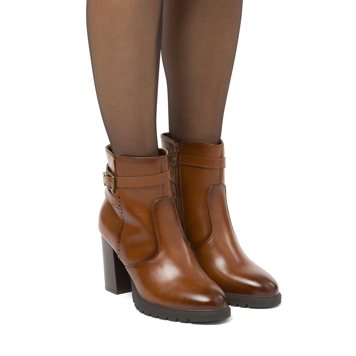 Stivaletti comfort color cuoio da Donna con fibbia e tcco 9 cm P Soft - Image 2