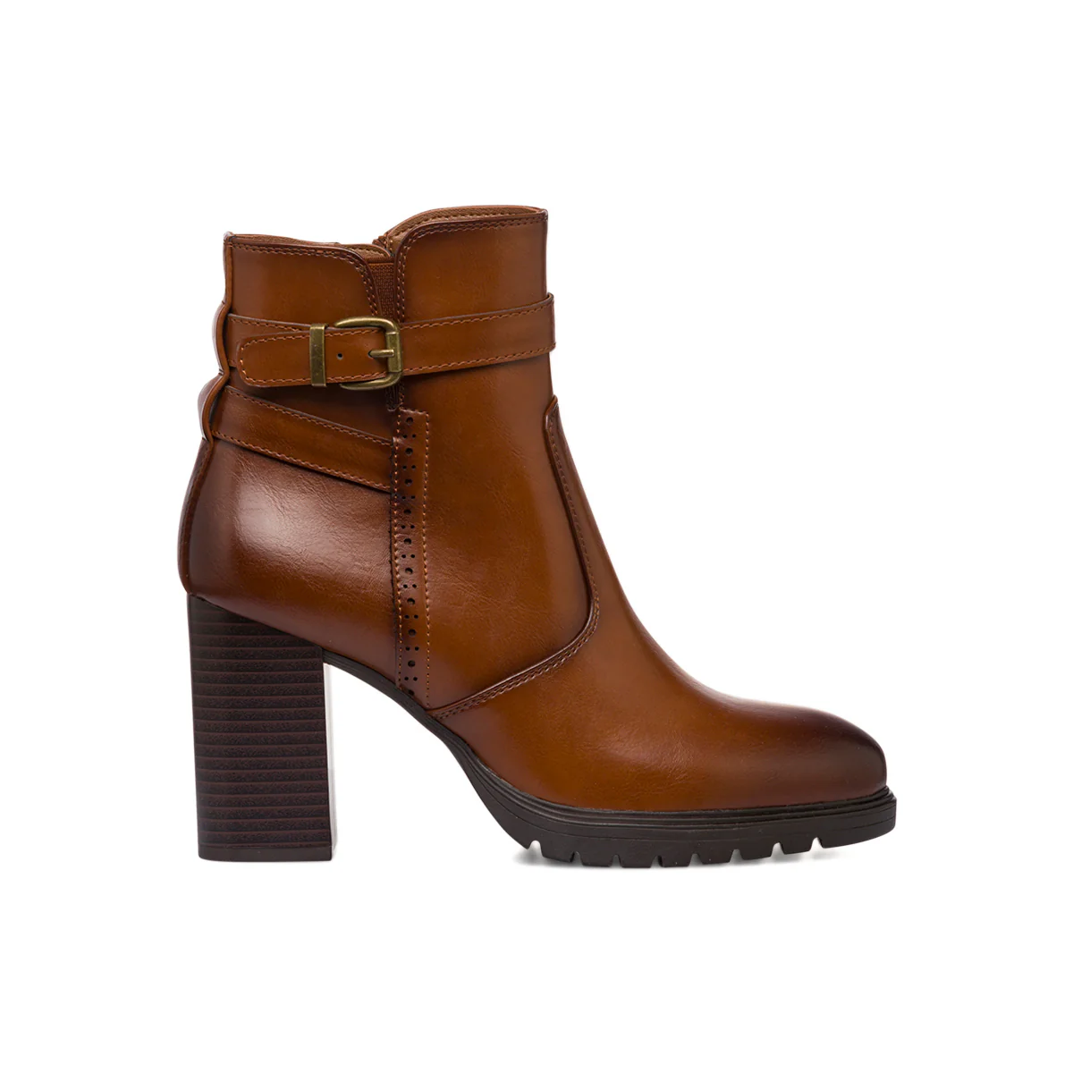 Stivaletti comfort color cuoio da Donna con fibbia e tcco 9 cm P Soft - Image 4