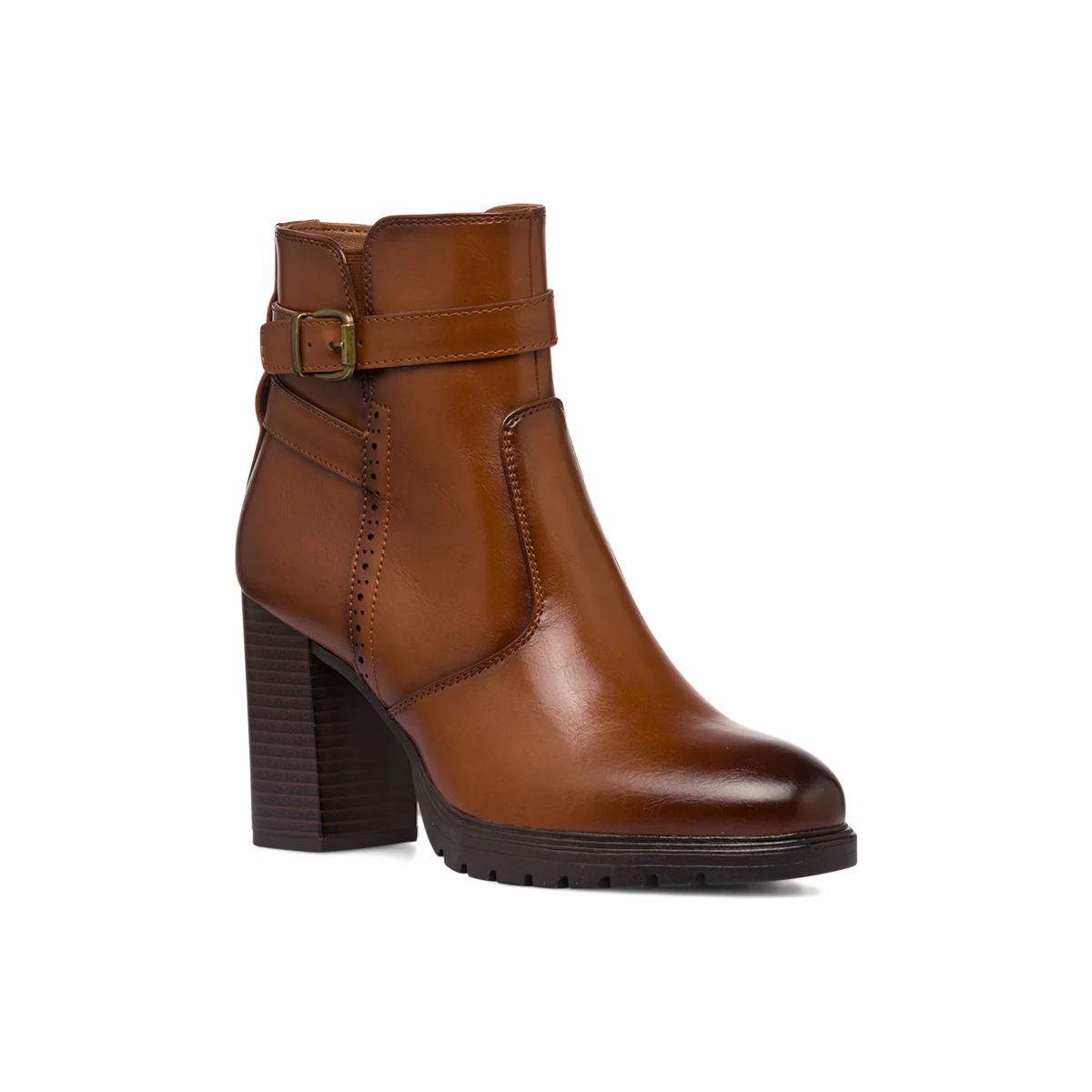 Stivaletti comfort color cuoio da Donna con fibbia e tcco 9 cm P Soft - Image 5