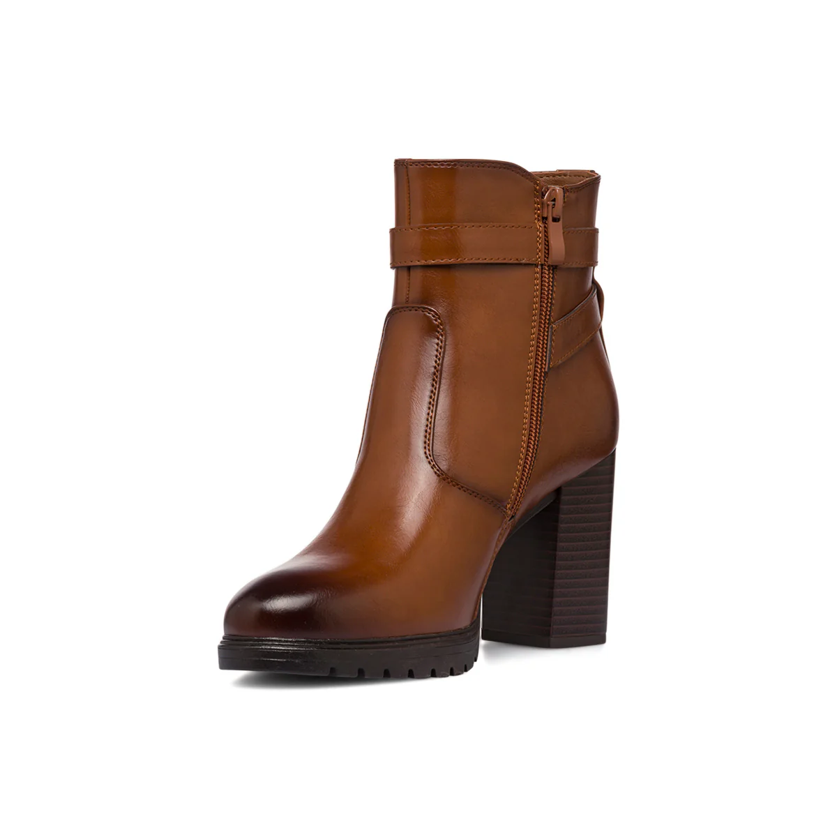 Stivaletti comfort color cuoio da Donna con fibbia e tcco 9 cm P Soft - Image 8