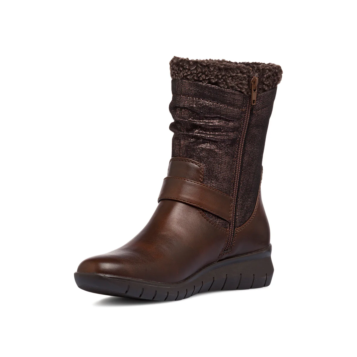 Stivaletti comfort marroni da donna con fibbia P Soft - Image 4