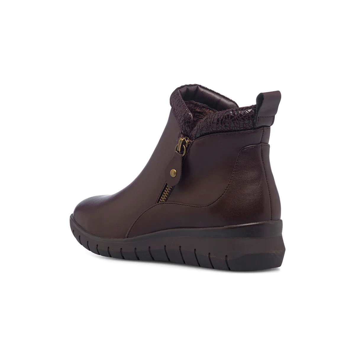 Stivaletti comfort marroni da donna con zip laterali P Soft - Image 3