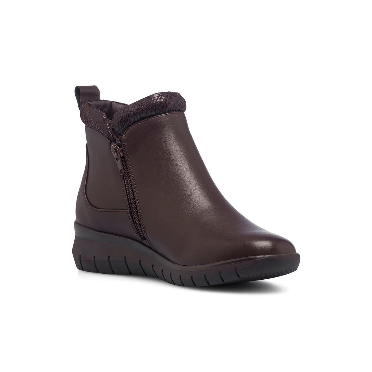 Stivaletti comfort marroni da donna con zip laterali P Soft - Image 4