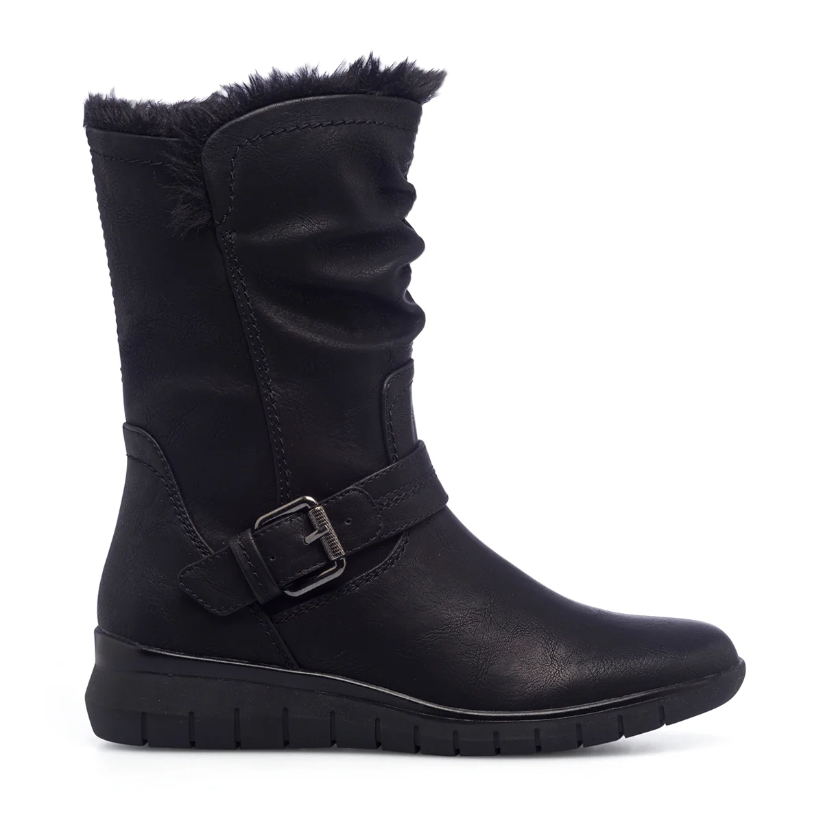 Stivaletti comfort neri da donna con imbottitura in pelliccia P Soft - Image 8