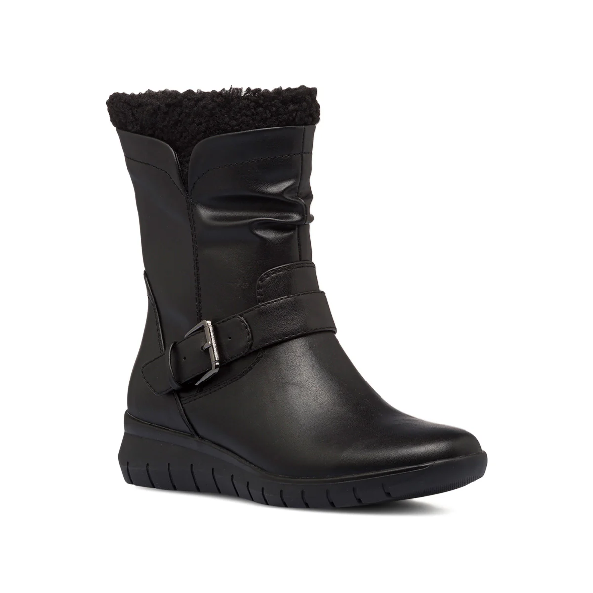 Stivaletti comfort neri da donna con pelliccia sintetica P Soft - Image 2
