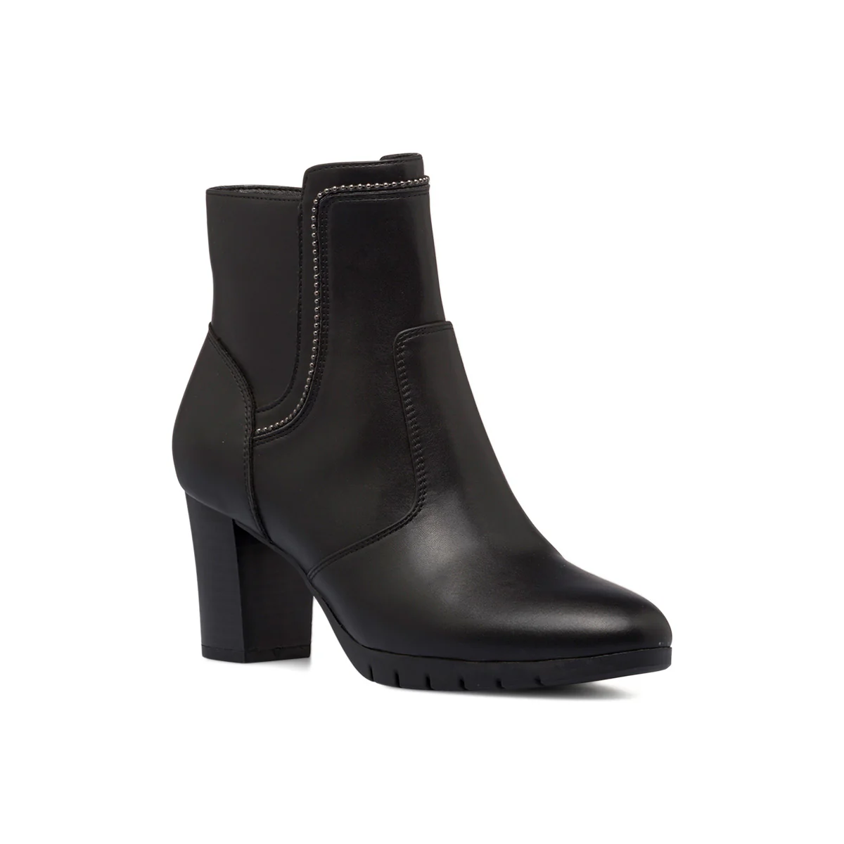 Stivaletti comfort neri da donna con tacco 7 cm e borchiette P Soft - Image 2