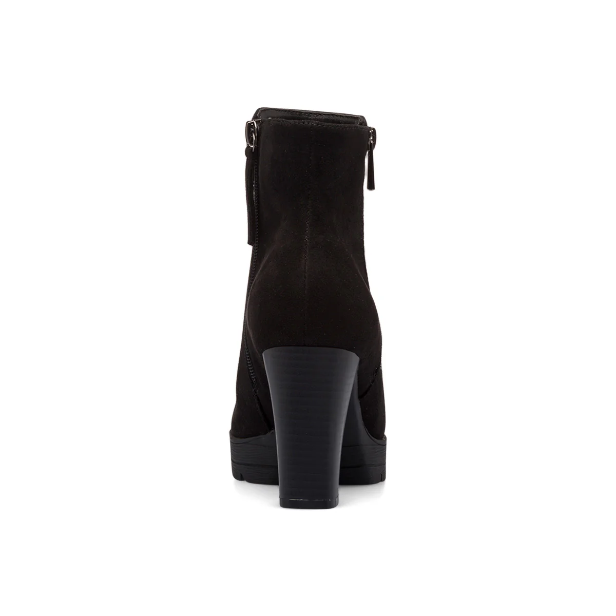 Stivaletti comfort neri da donna con tacco 9 cm, doppia zip e borchiette P Soft - Image 4