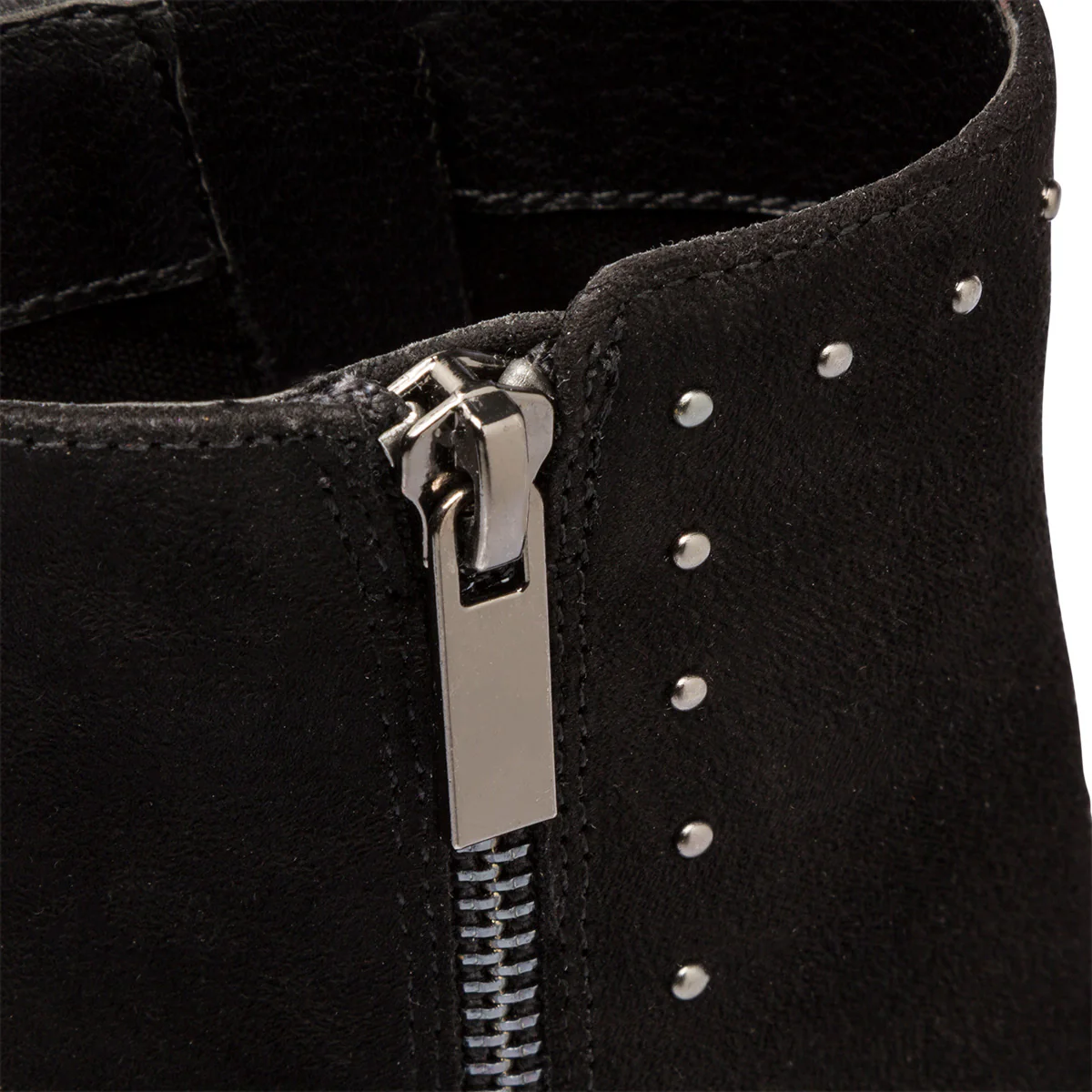 Stivaletti comfort neri da donna con tacco 9 cm, doppia zip e borchiette P Soft - Image 7