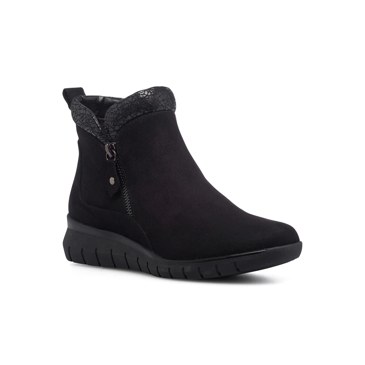 Stivaletti comfort neri da donna con zip laterali P Soft - Image 2
