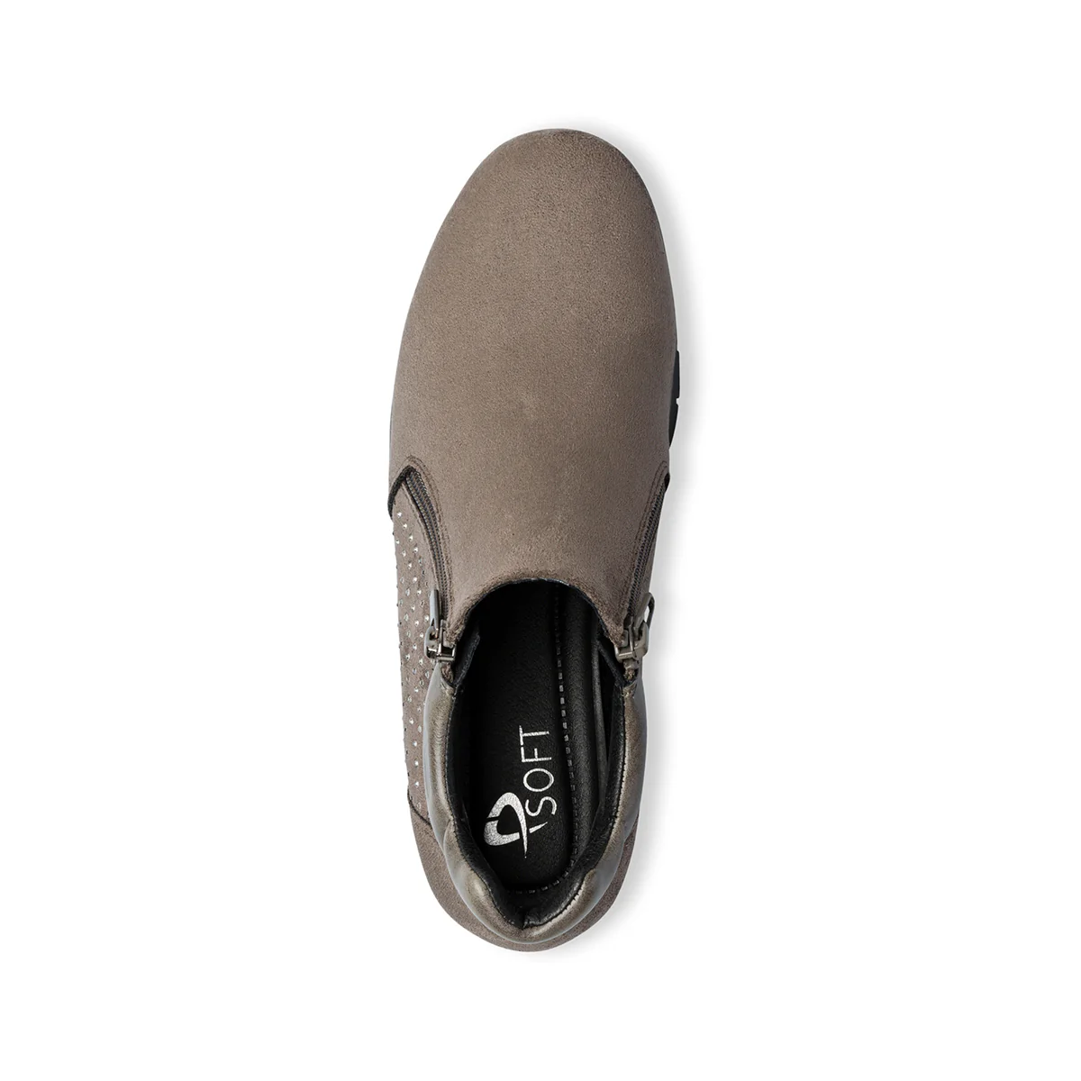 Stivaletti comfort taupe con strass P Soft - Image 11
