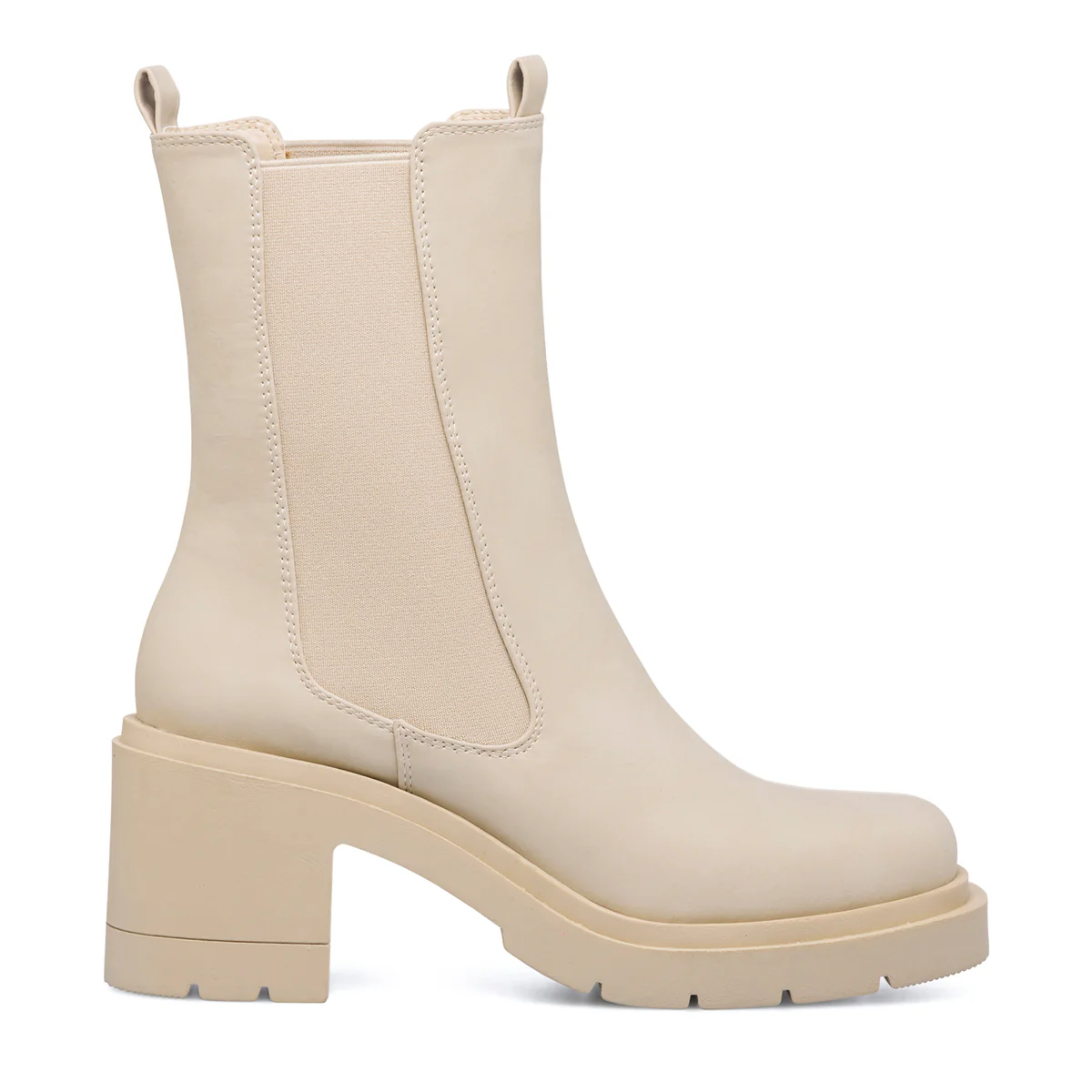 Stivaletti con elastici beige da donna con inserti elastici e tacco 7 cm Swish Jeans
