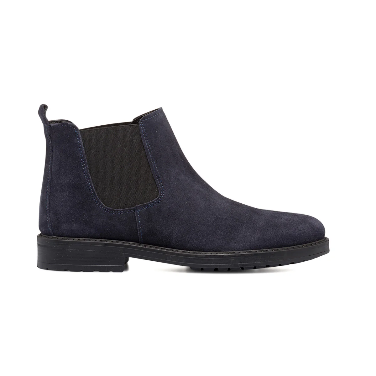 Stivaletti con elastici blu da uomo in pelle scamosciata Primopiano