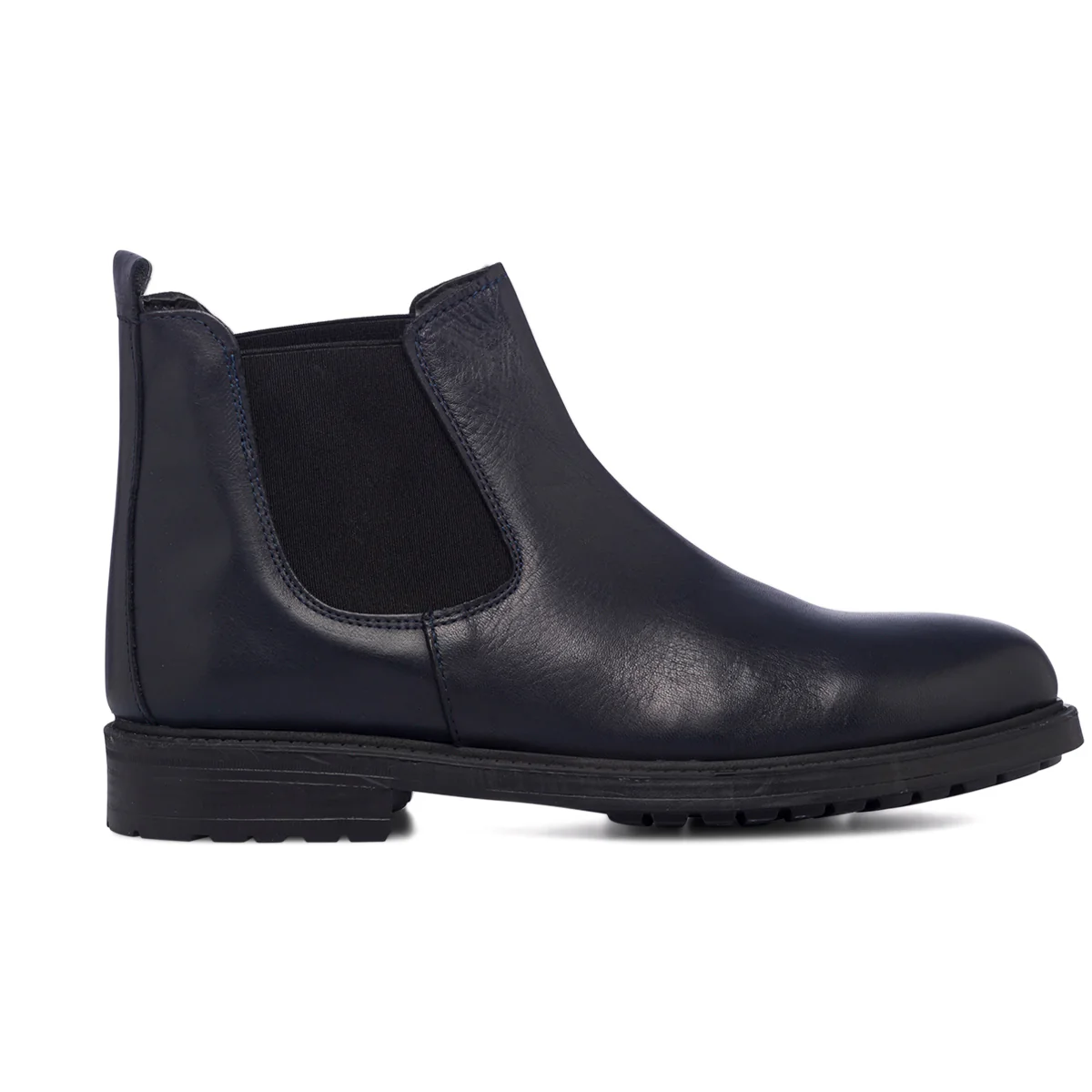 Stivaletti con elastici blu in pelle da uomo Primopiano