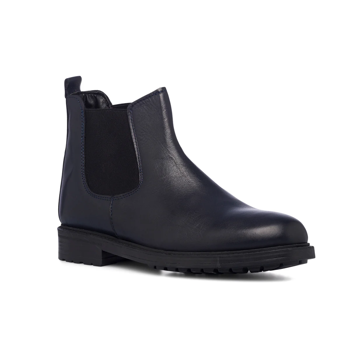 Stivaletti con elastici blu in pelle da uomo Primopiano - Image 2