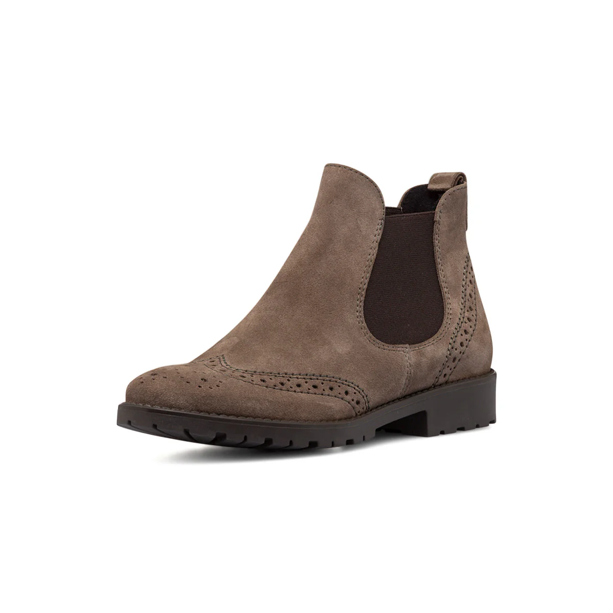 Stivaletti con elastici in pelle marroni da donna con dettagli brogue Primopiano - Image 2