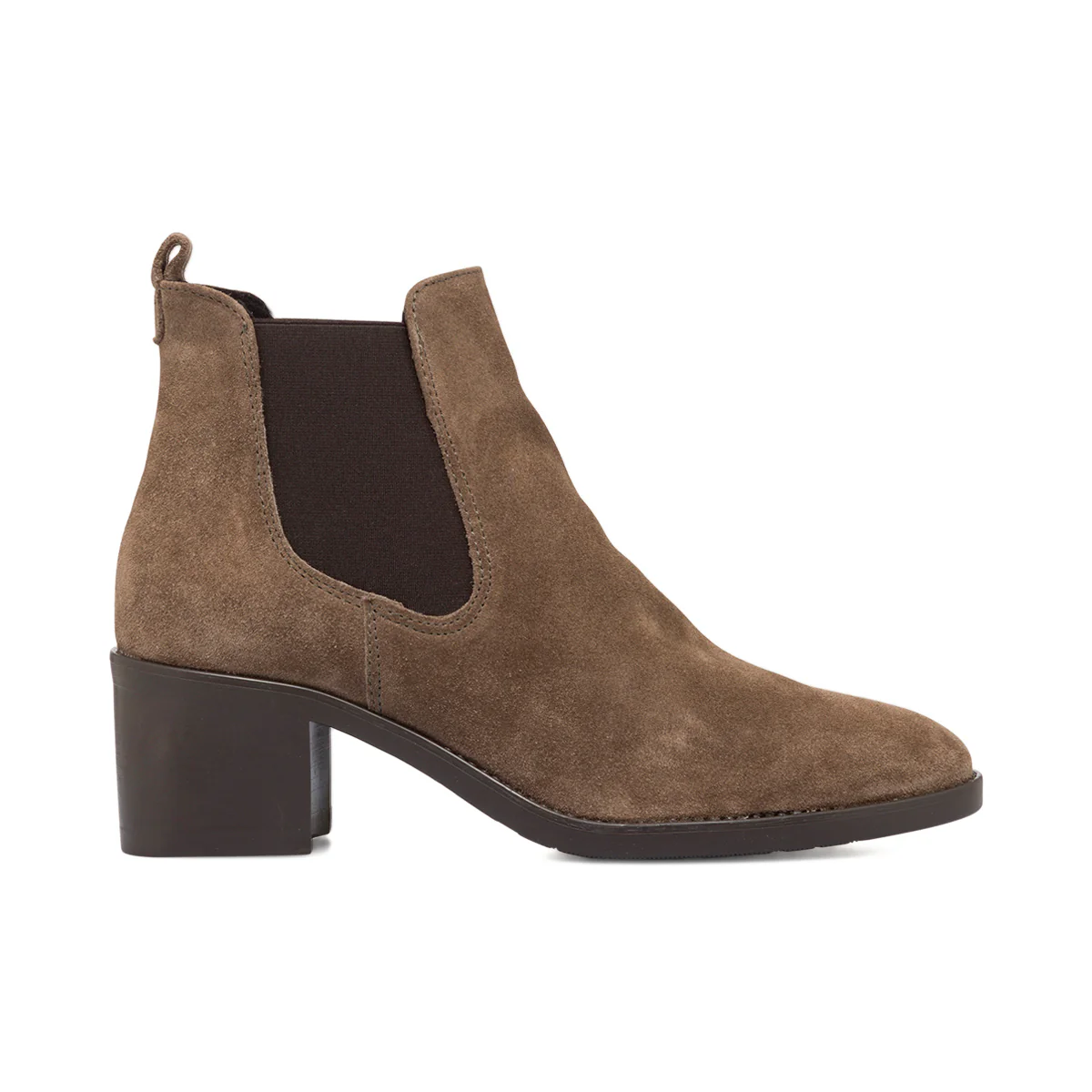 Stivaletti con elastici in pelle marroni da donna con tacco a blocco 6 cm P Essentials