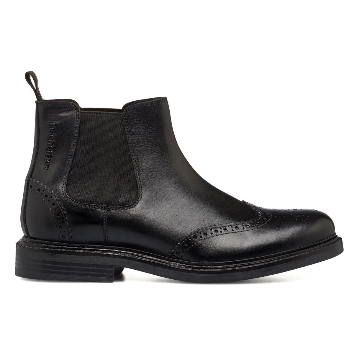 Stivaletti con elastici in pelle neri da uomo con dettagli brogue La Cuoieria - Image 2