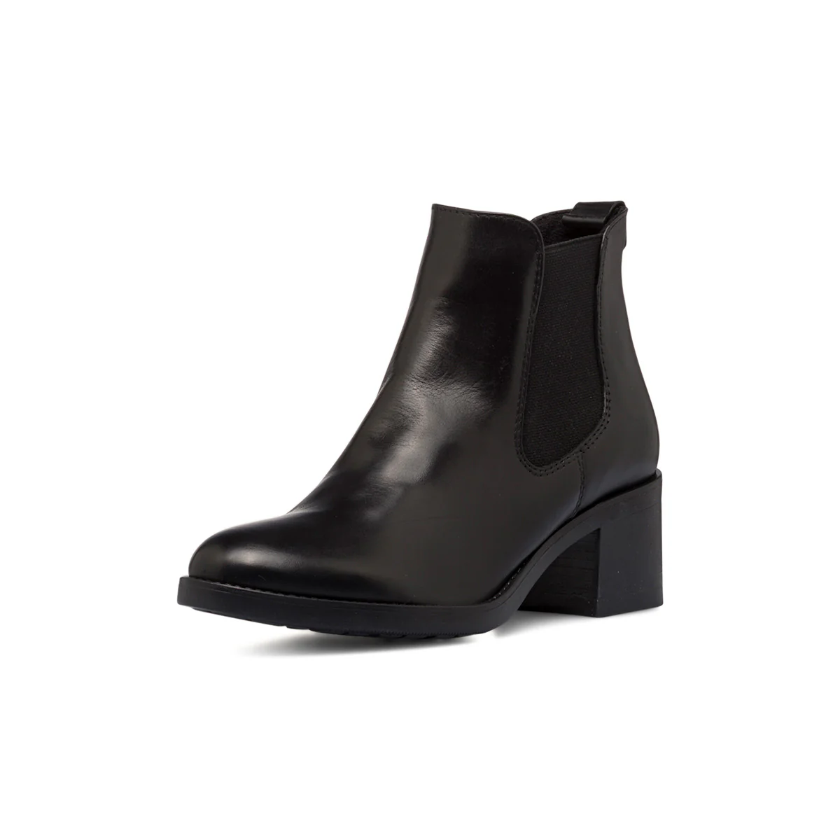 Stivaletti con elastici in pelle neri da donna con tacco a blocco 6 cm P Essentials - Image 2