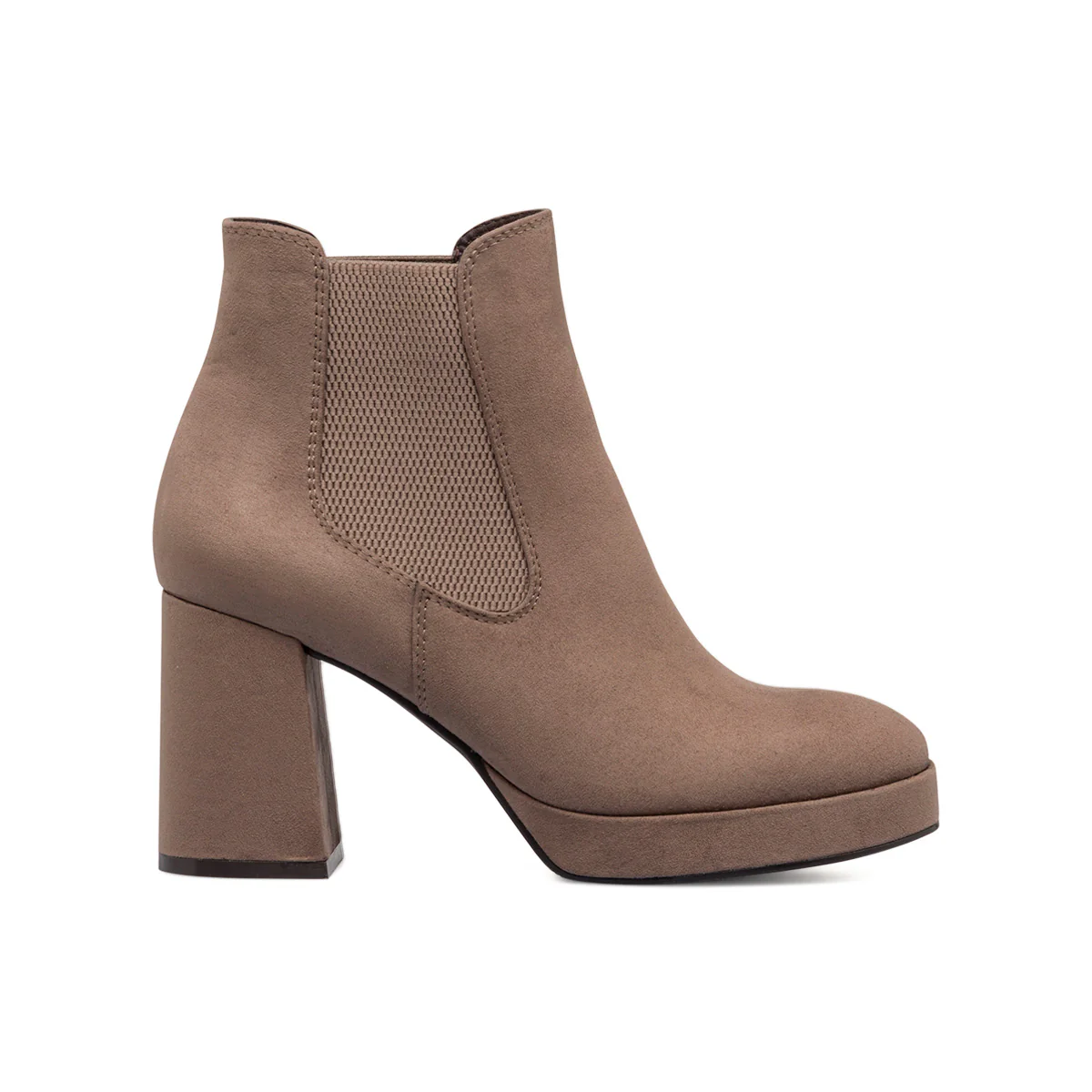 Stivaletti con elastici taupe da donna con tacco a blocco 9 cm Lora Ferres