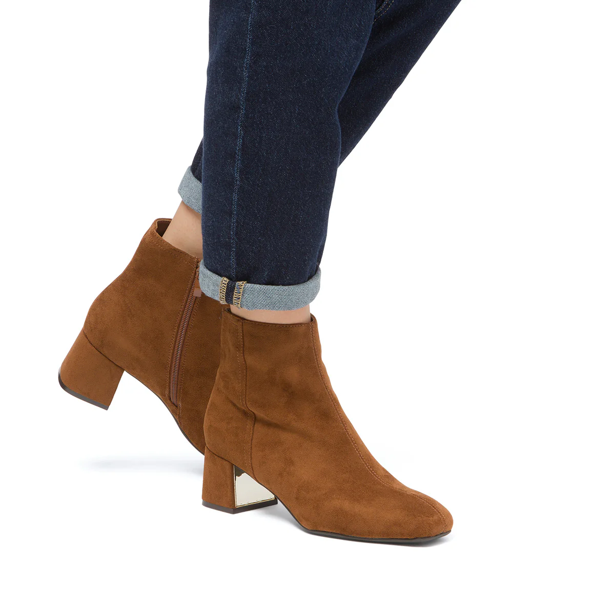 Stivaletti con tacco 5,5 cm da donna marroni effetto scamosciato Lora Ferres