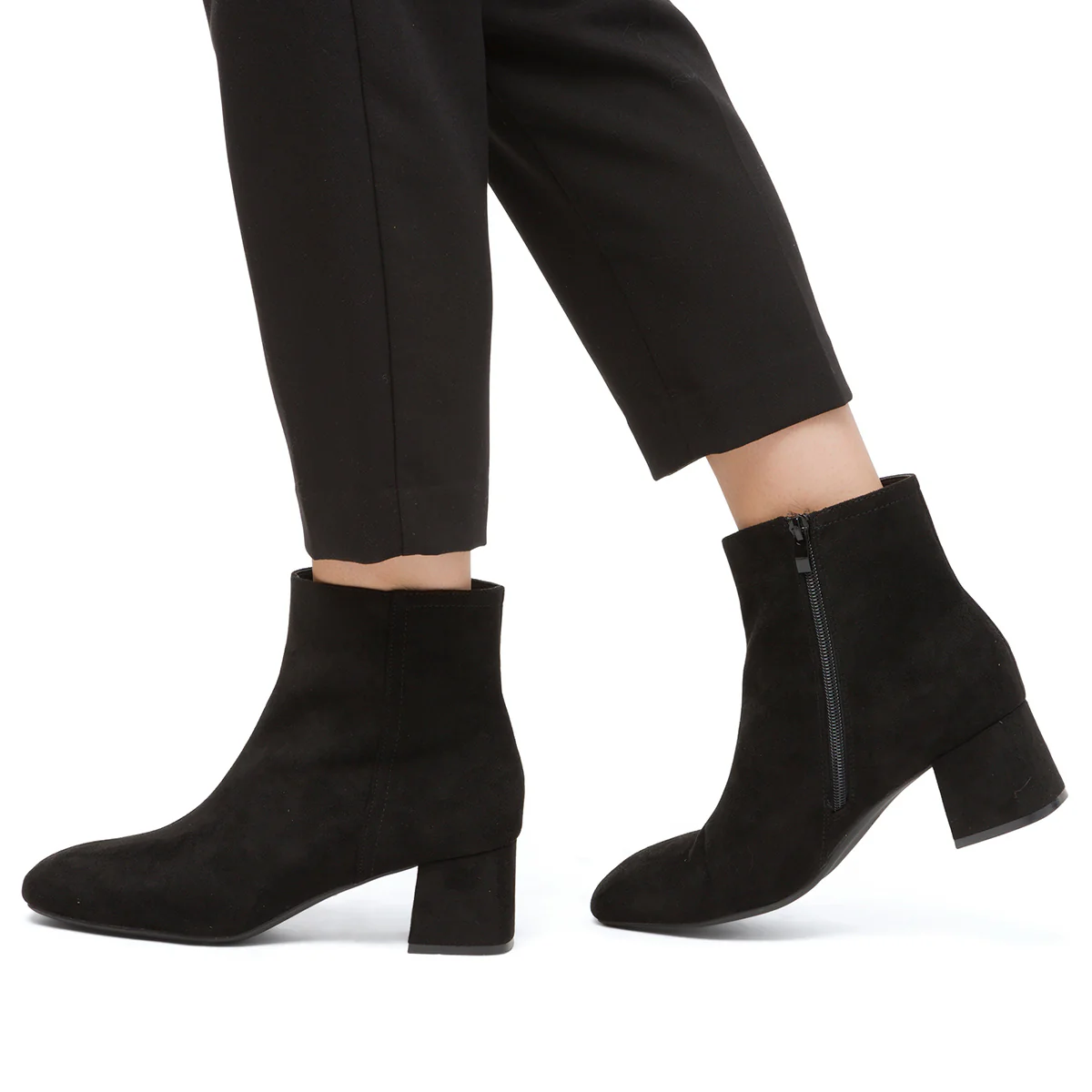 Stivaletti con tacco 5,5 cm da donna neri effetto scamosciato Lora Ferres - Image 2