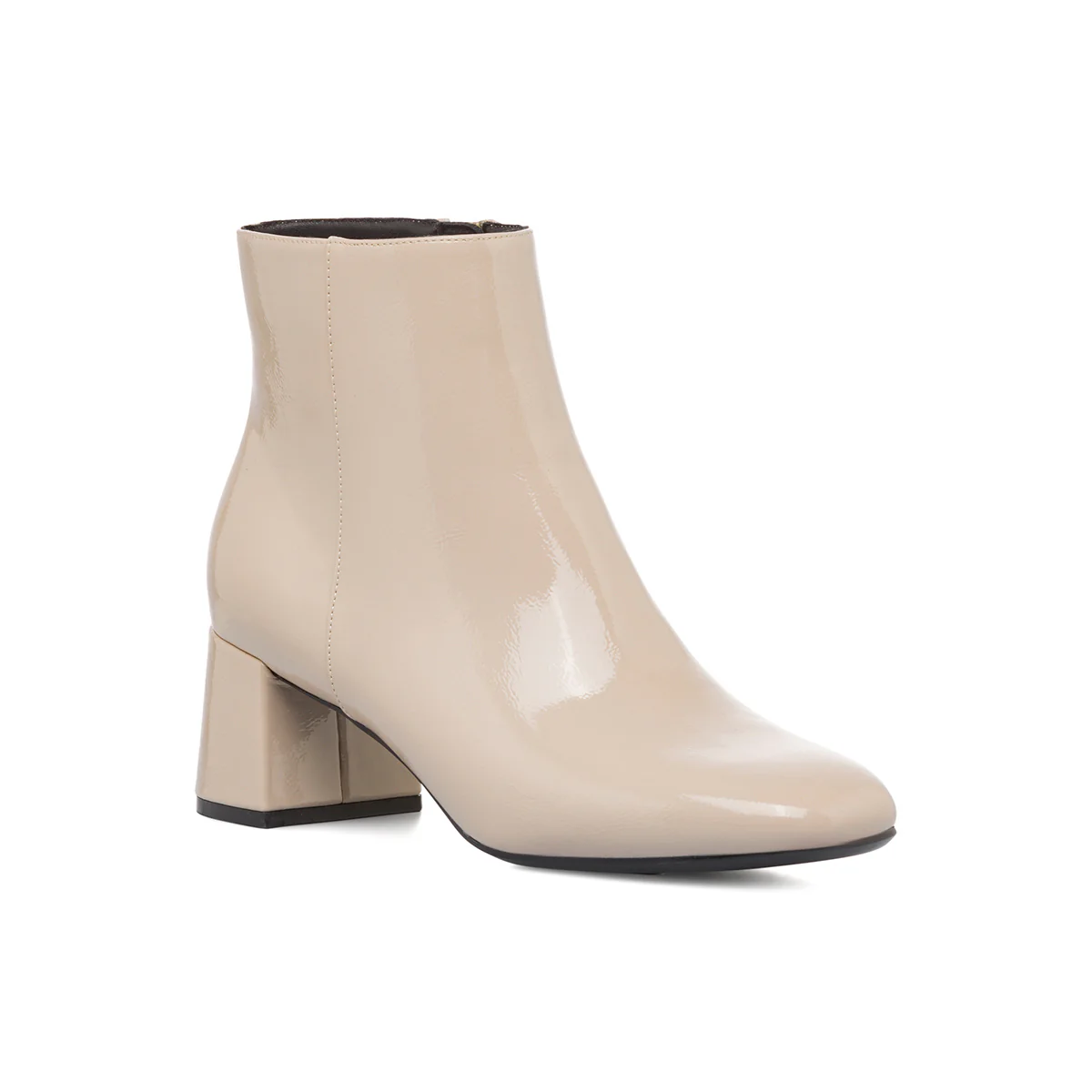 Stivaletti con tacco 6 cm bianco off-white da donna effetto vernice Lora Ferres - Image 5