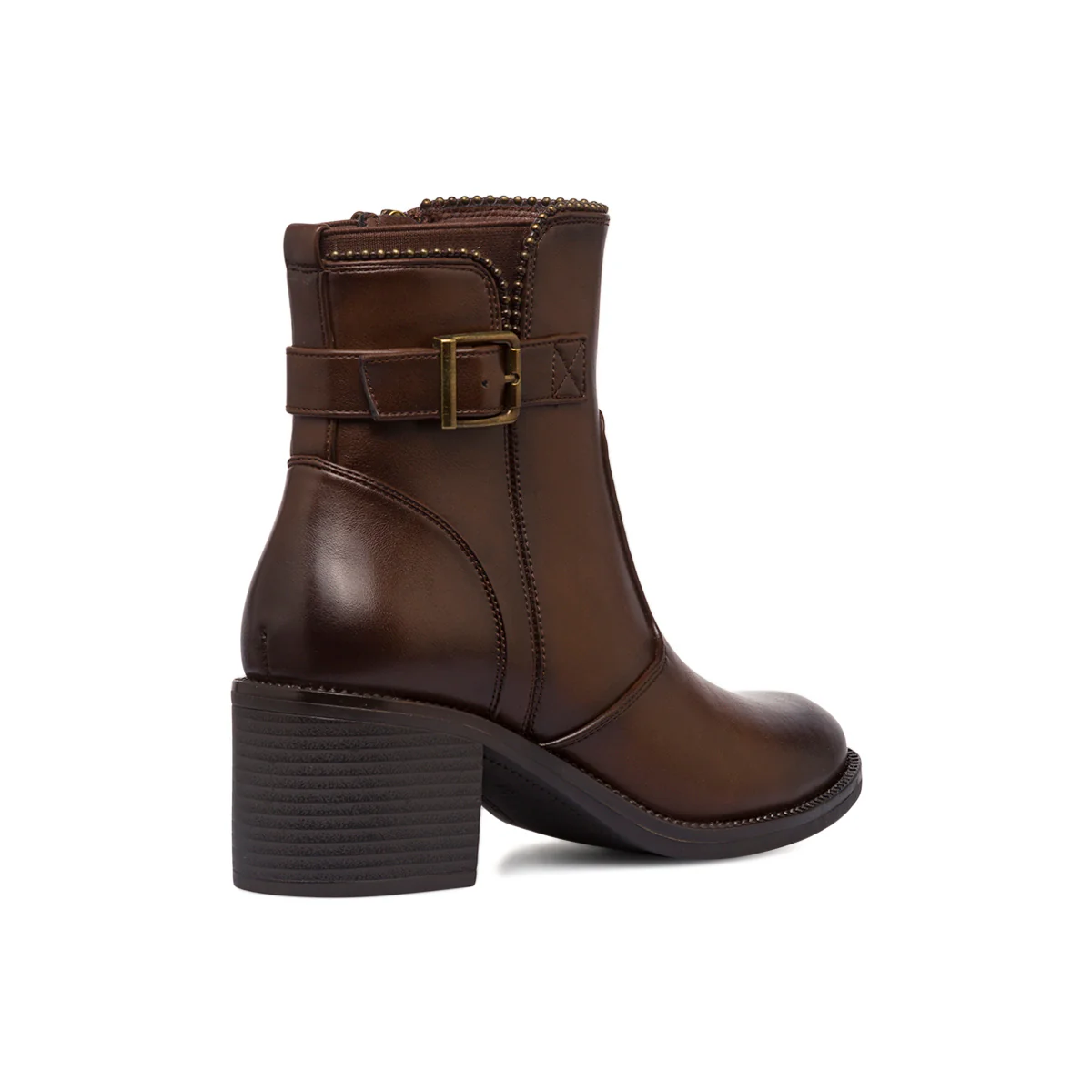 Stivaletti con tacco 6 cm marroni da donna con fibbia e borchie Lora Ferres - Image 3