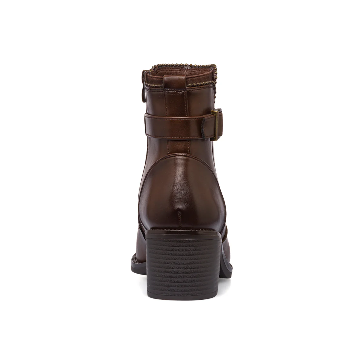 Stivaletti con tacco 6 cm marroni da donna con fibbia e borchie Lora Ferres - Image 4