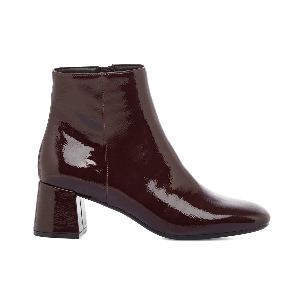 Stivaletti con tacco 6 cm bordeaux effetto vernice Lora Ferres - Image 4