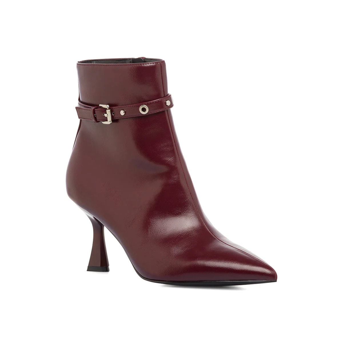 Stivaletti con tacco 7,5 cm da donna bordeaux burgundy con cinturini Lora Ferres - Image 5
