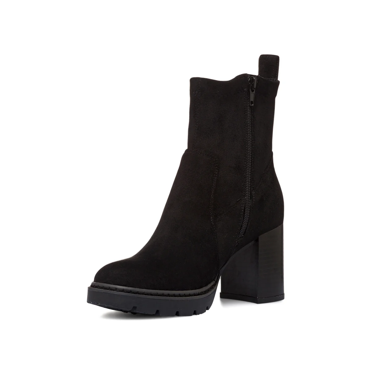 Stivaletti con tacco 7,5 cm nero effetto scamosciato da donna Lora Ferres - Image 5