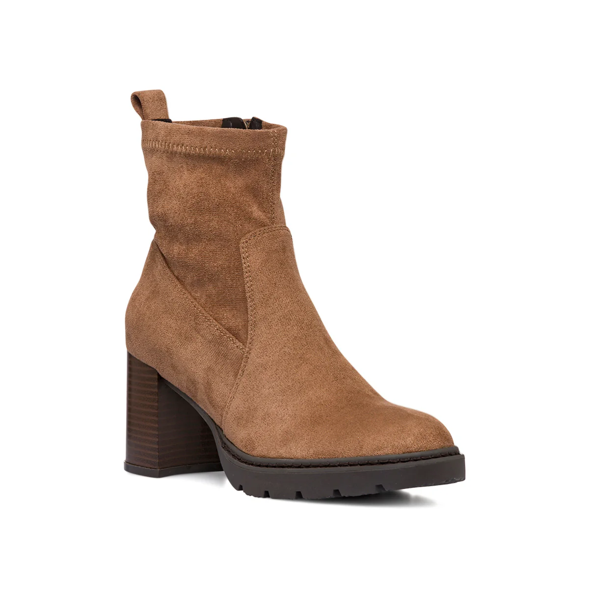 Stivaletti con tacco 7,5 cm taupe effetto scamosciato da donna Lora Ferres - Image 2