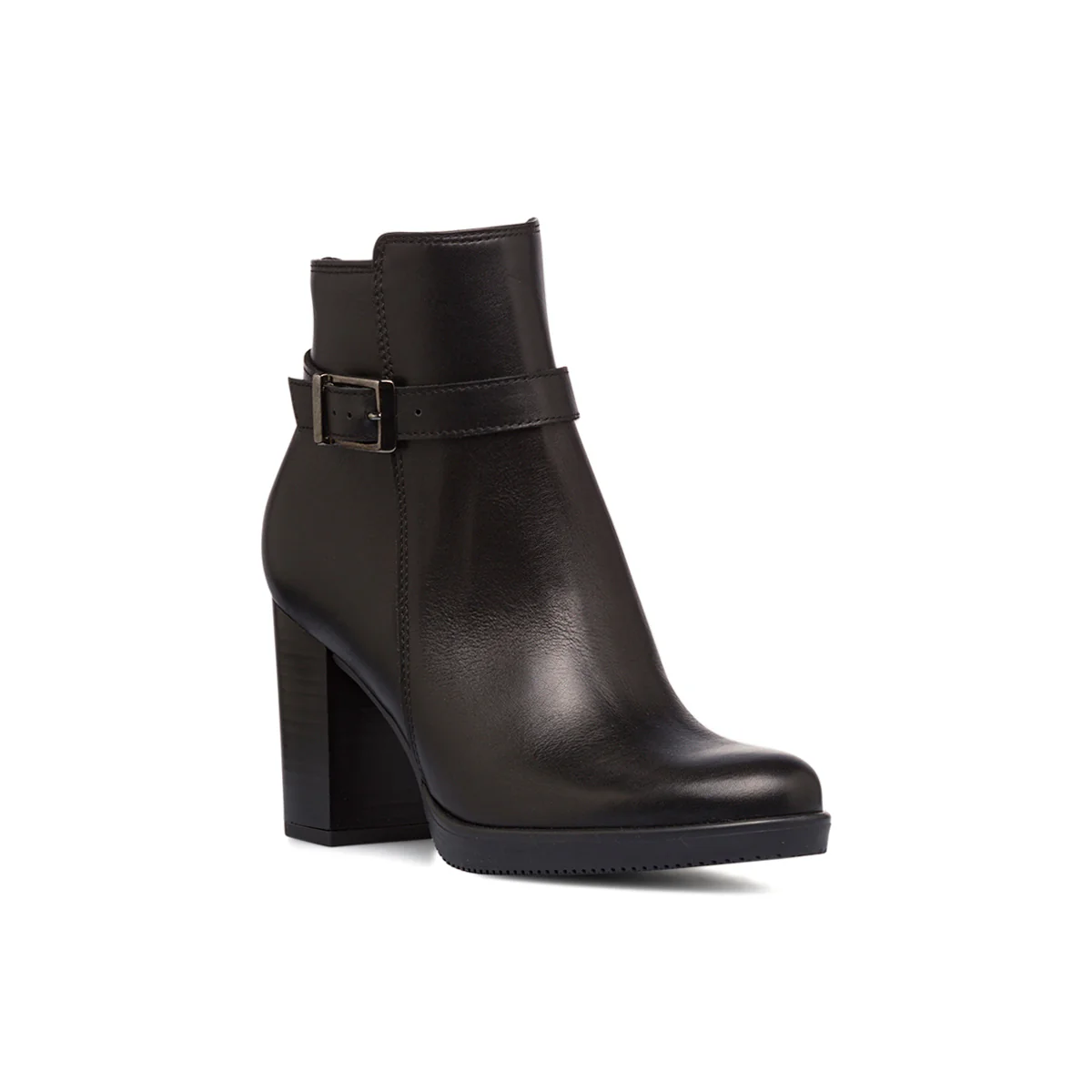 Stivaletti con tacco 8,5 cm da donna neri in pelle con cinturino P Essentials - Image 2