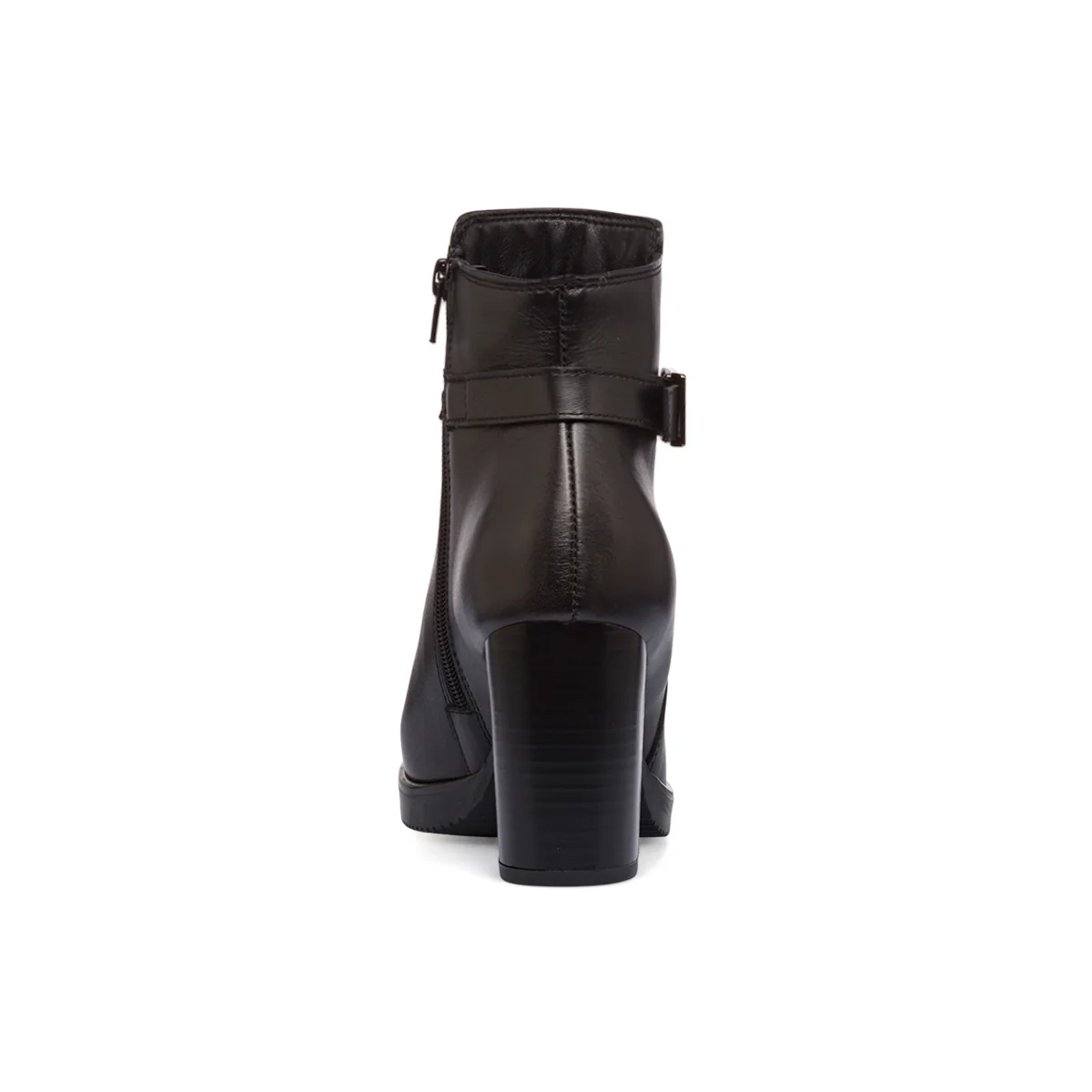 Stivaletti con tacco 8,5 cm da donna neri in pelle con cinturino P Essentials - Image 4