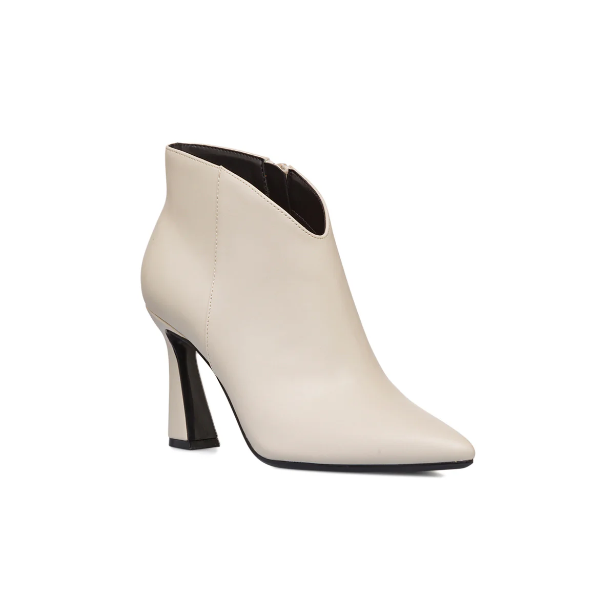 Stivaletti eleganti con tacco campana 9 cm bianco off-white da donna Lora Ferres - Image 5