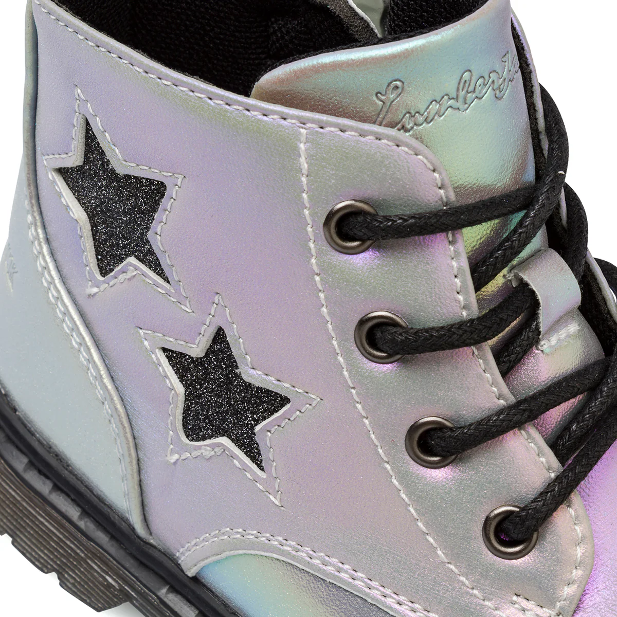 Stivaletti da bambina argento iridescente con stelle glitter nere Lumberjack - Image 5