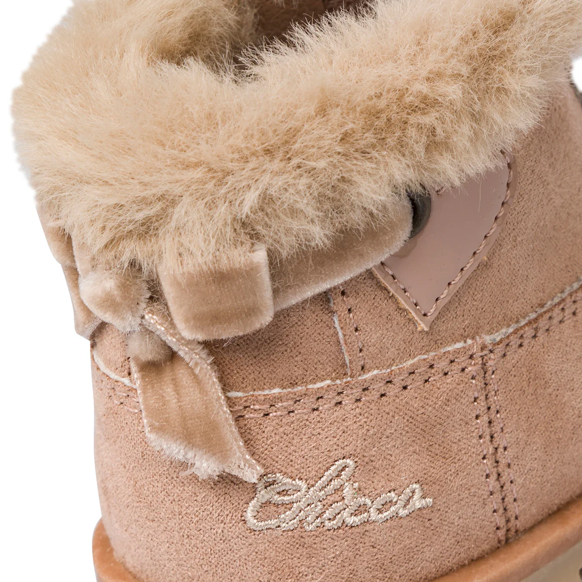 Stivaletti da bambina beige in pelle scamosciata con collo in pelliccia Chicco - Image 5