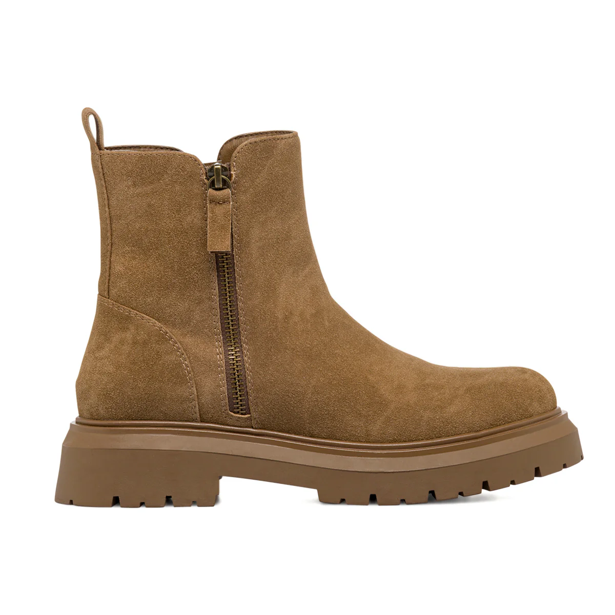 Stivaletti da donna beige effetto scamosciato con suola platform Swish Jeans