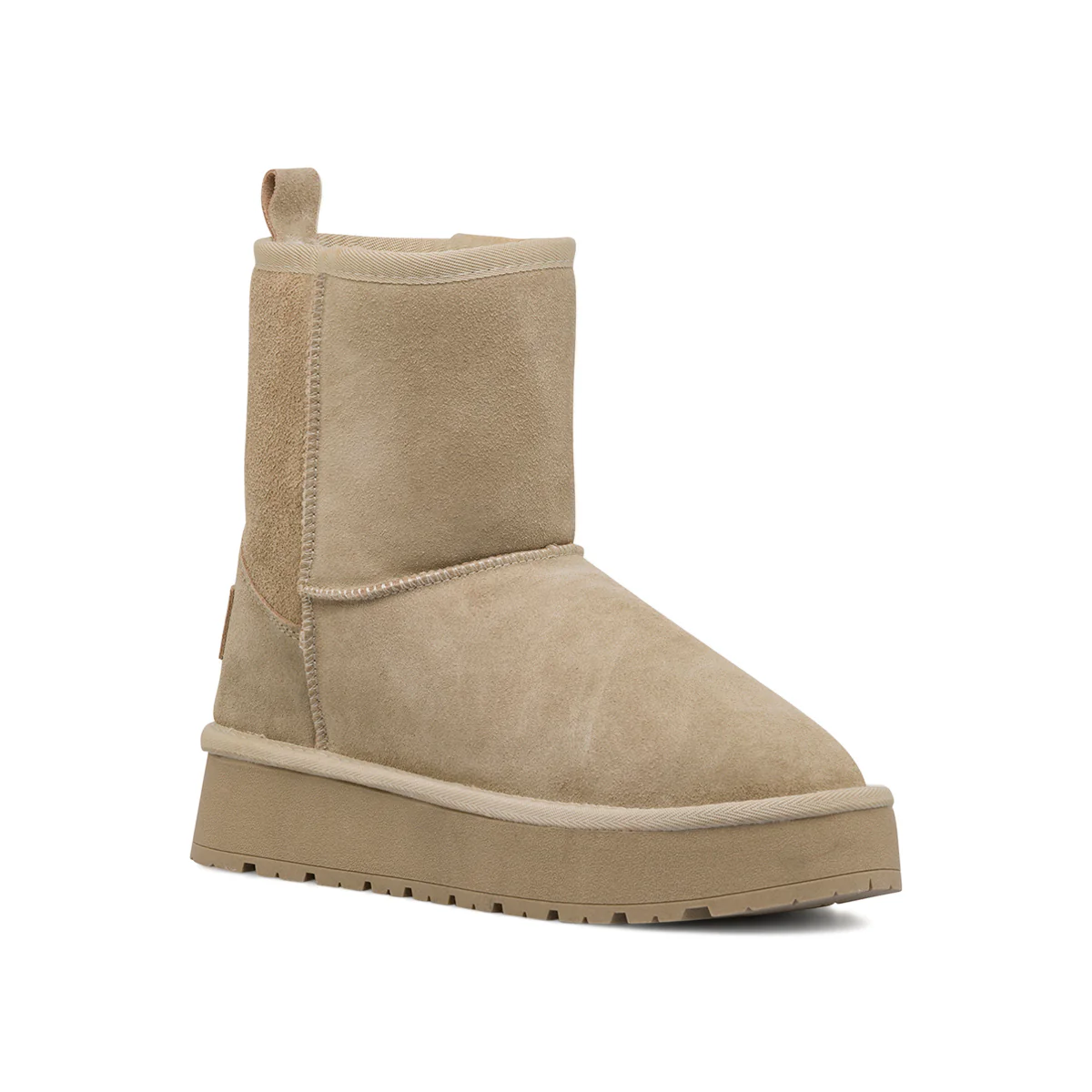 Stivaletti imbottiti da donna beige in pelle scamosciata con suola platform Americanino - Image 2