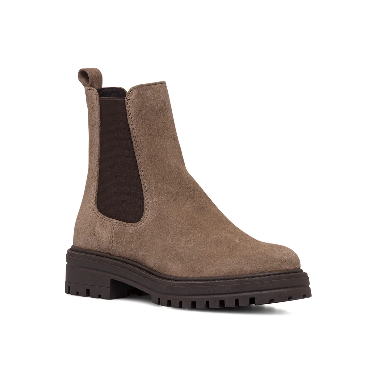 Stivaletti con elastico laterale da donna marroni in pelle scamosciata - Image 5