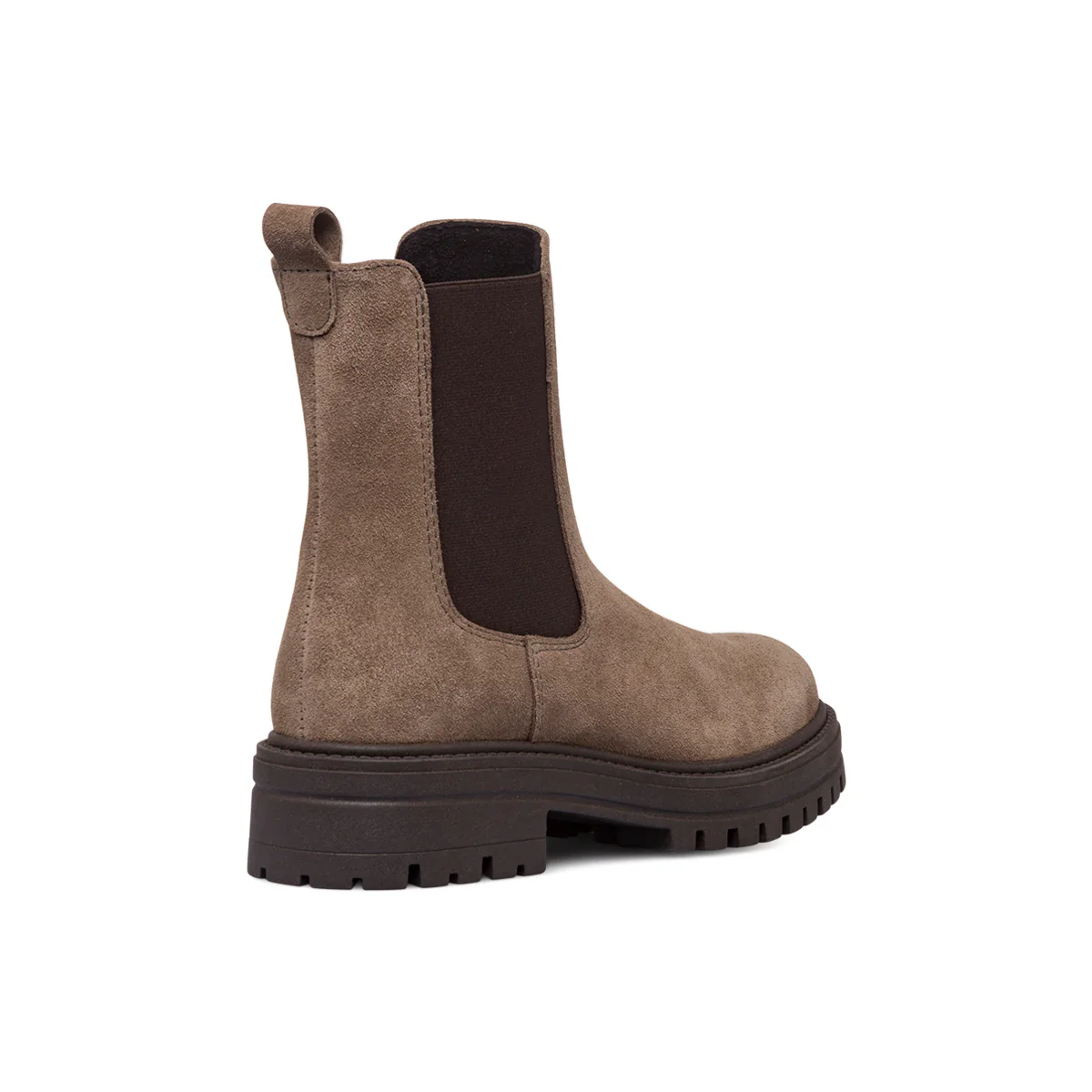 Stivaletti con elastico laterale da donna marroni in pelle scamosciata - Image 6