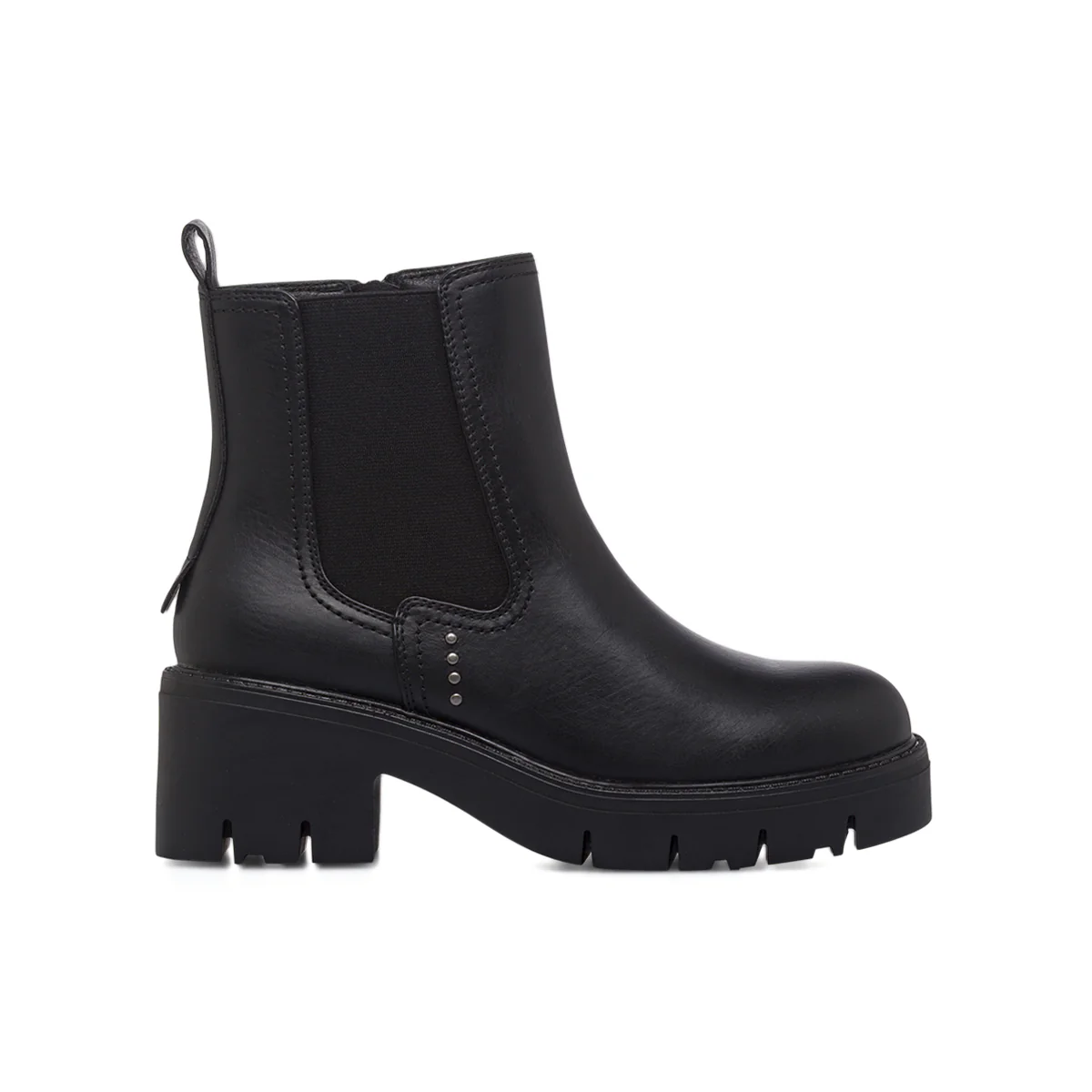 Stivaletti da donna neri con suola track e borchie Swish Jeans