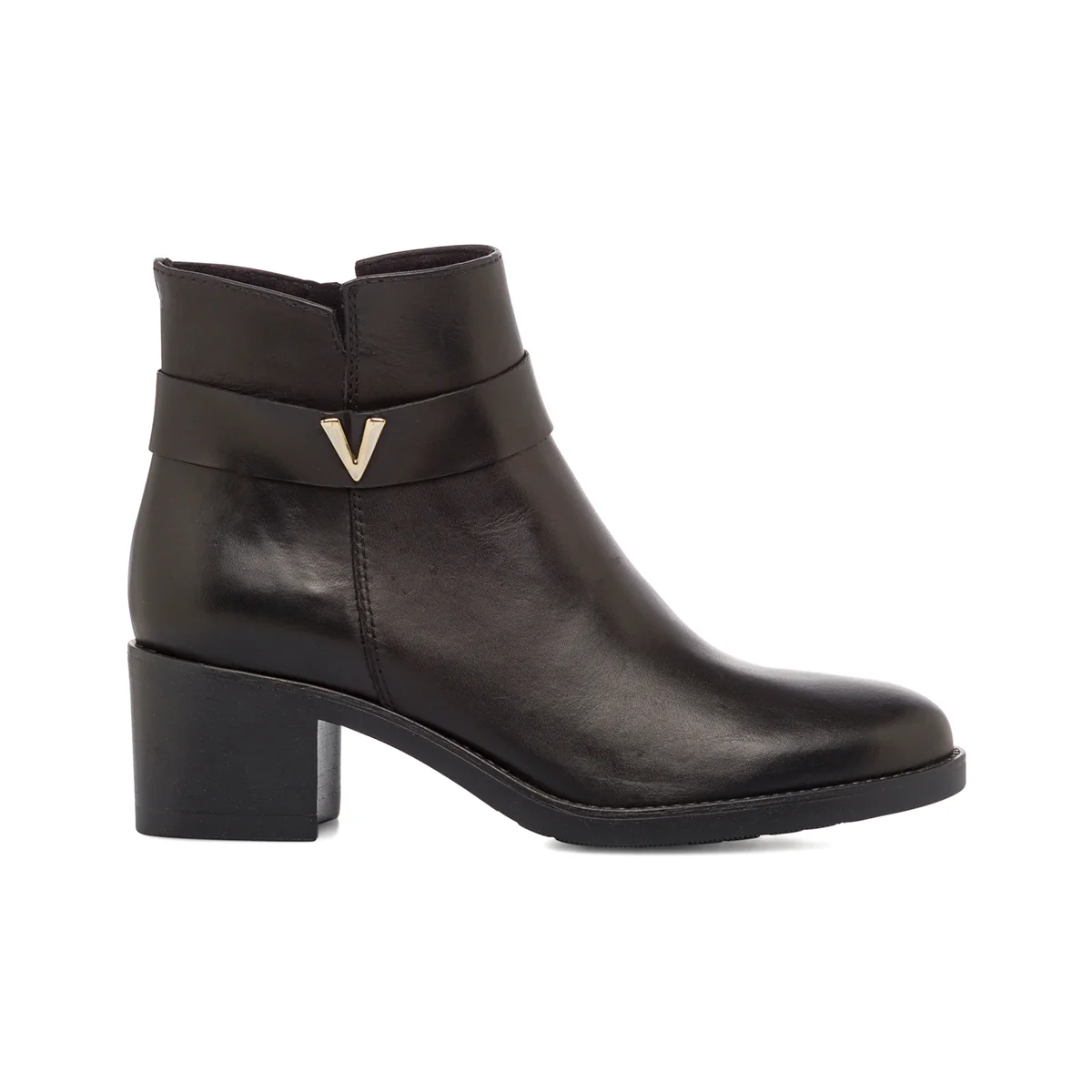 Stivaletti con tacco da donna neri in pelle con tacco P Essentials - Image 4