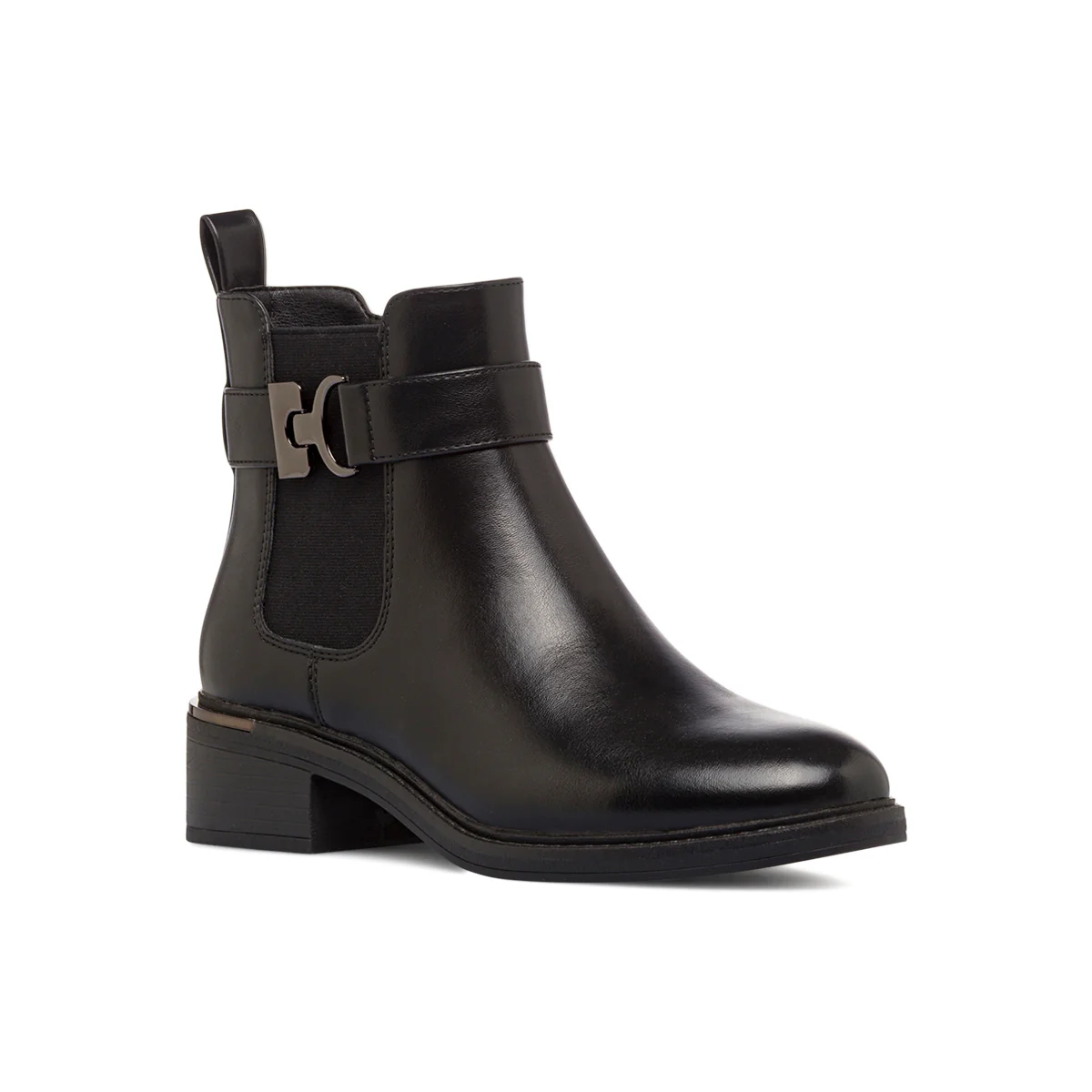 Stivaletti da donna neri in pelle con zip e fibbia laterale P Soft - Image 2