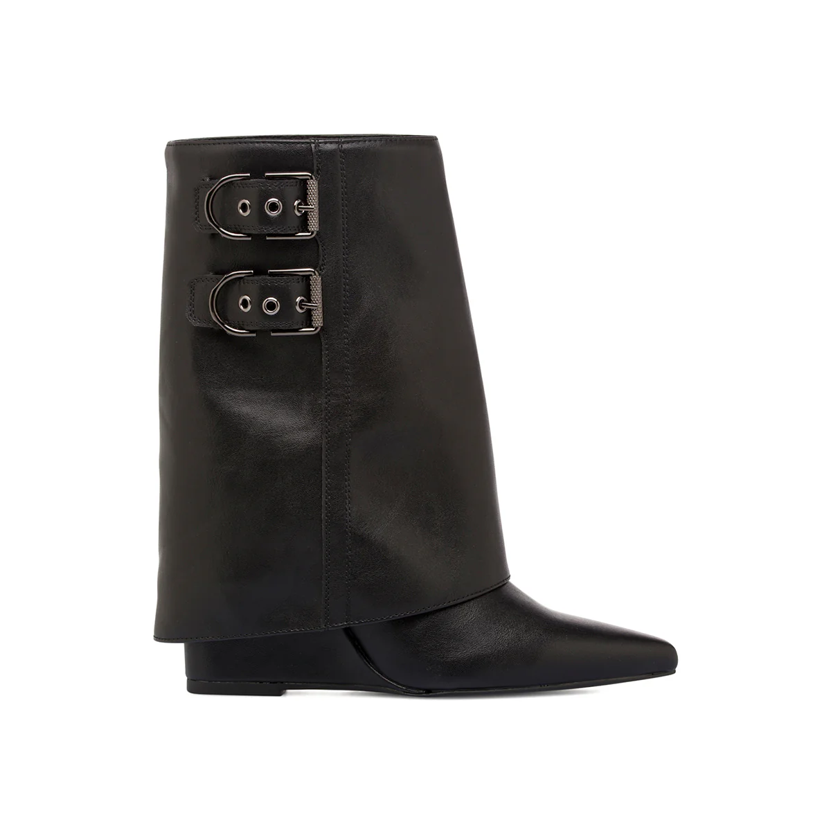 Stivaletti da donna neri slouchy con doppia fibbia Lora Ferres