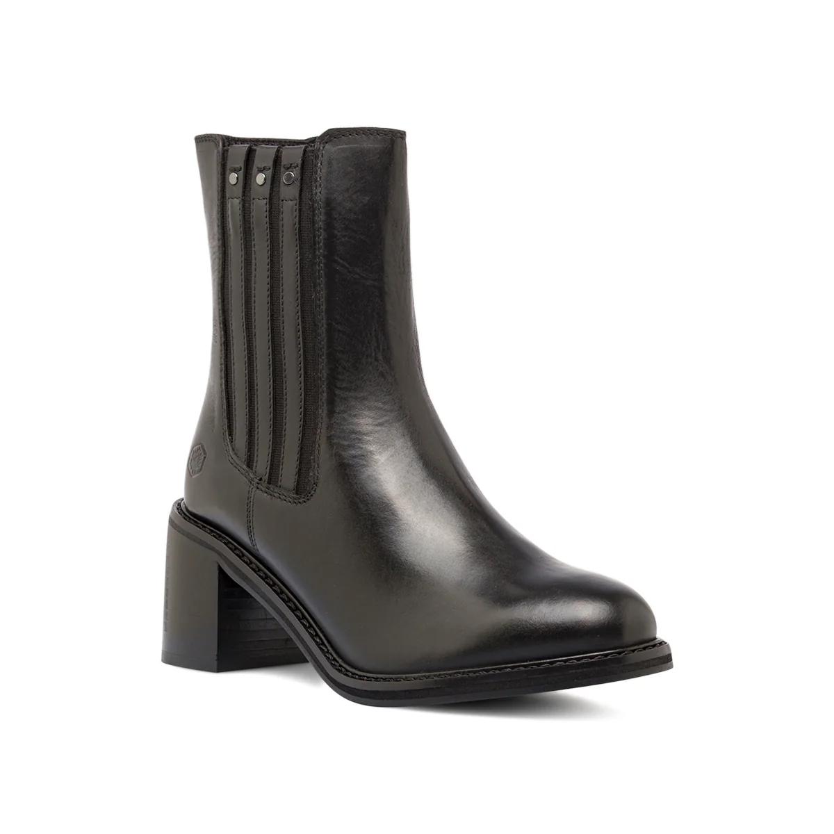 Stivaletti donna neri Lumberjack in Pelle con tacco e inserti elastici - Image 2