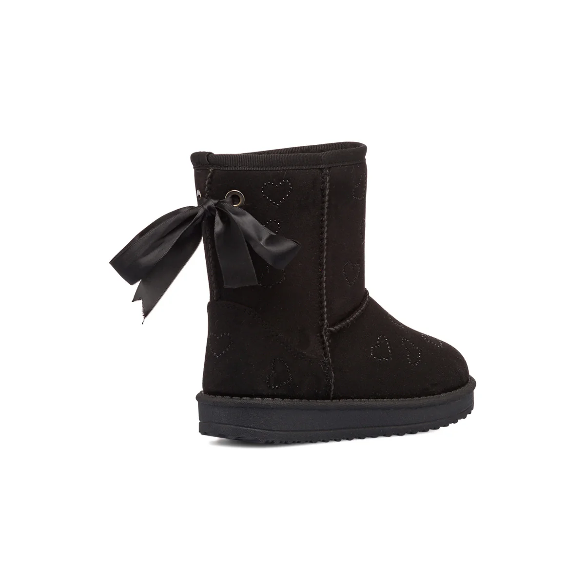 Stivaletti imbottiti cozy boots neri da bambina con cuori strass e fiocchetto 10 Baci - Image 3